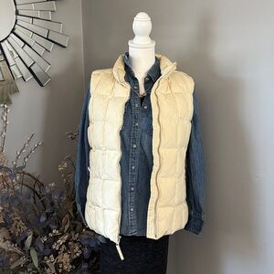 GAP Cream Puffer Vest with Blue Lining